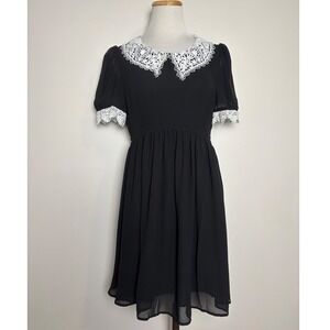 Widow Dolls Kill Whimsigoth Mini Dress M Lace Collar Wednesday Coquette Twee